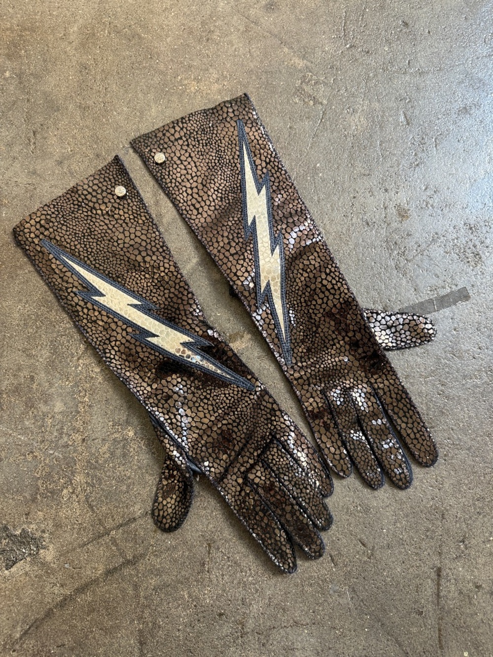 Vivienne Westwood Insane Lightning Bolt Long Leather Gloves w/ engraving